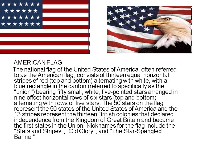 AMERICAN FLAG     The national flag of the United States of